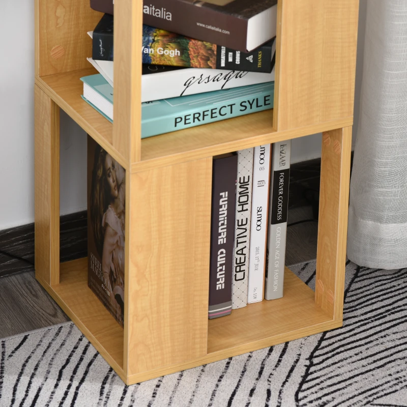 Boekenrek decoratieve plank met 4 niveaus vrijstaande stelling voor presentatie van natuurlijke spaanplaat