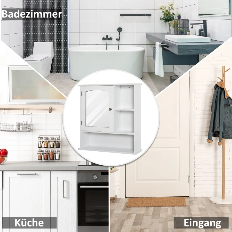 Kleankin Badkamermeubel spiegelkast badkamerkast hangkast wandkast MDF wit