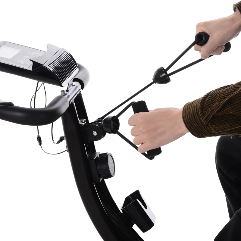 HOMCOM Hometrainer fietstrainer trainingsfiets voor thuis staal wit