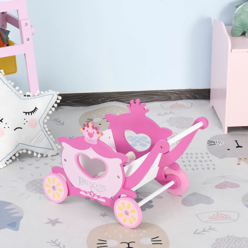 winkelwagen voor kinderen kinderspeelgoed houten hulpmiddel bij het leren lopen met opbergruimte roze