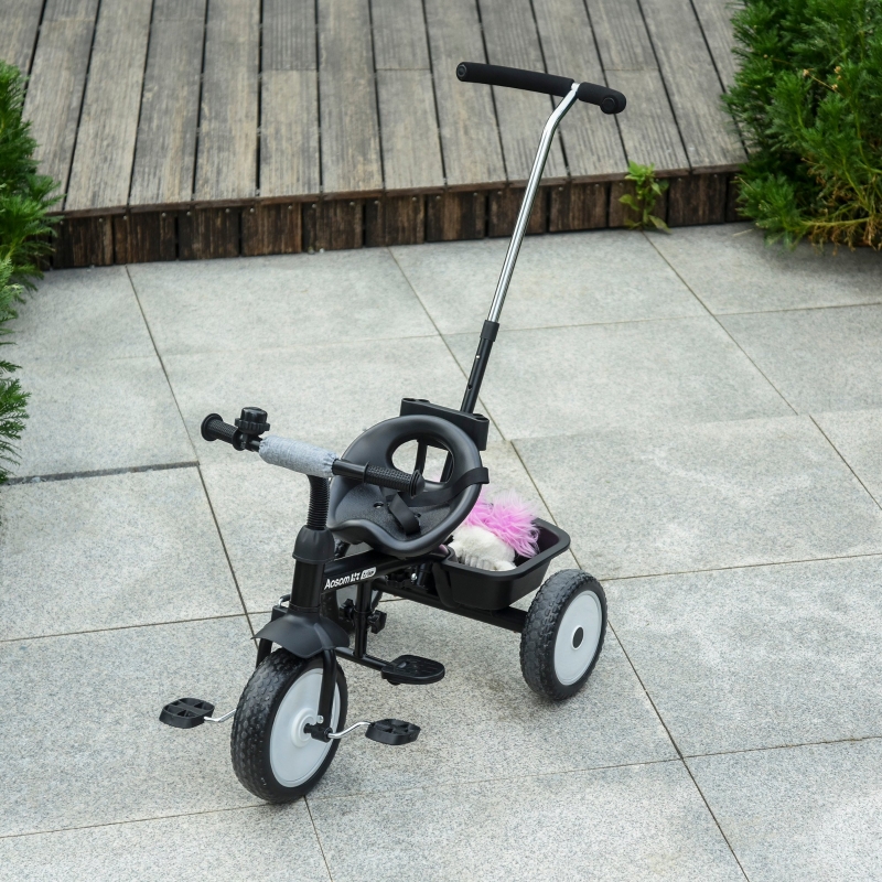 HOMCOM 2-in-1 kinderdriewieler duwstang 