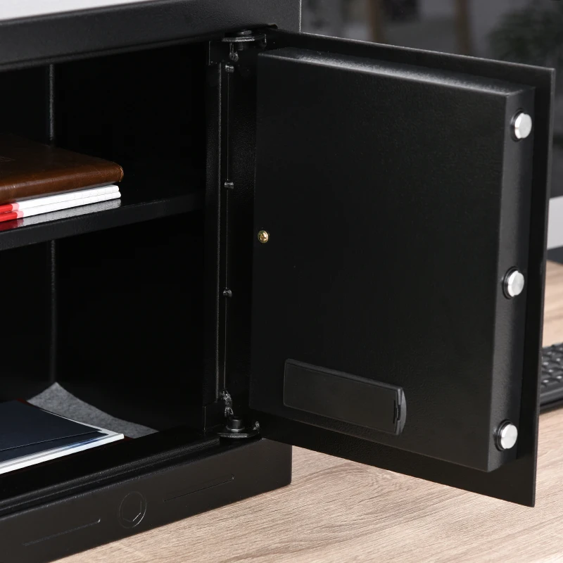 HOMCOM Safe, kluis, meubelkluis, met elektronisch slot, staal, zwart + zilver, 38 x 31 x 42,7 cm safe meubelkluis elektronisch slot staal zwart 38 x 31 x 42,7 | Aosom.de