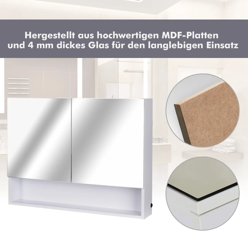 HOMCOM LED-spiegelkast badkamerspiegel lichtspiegel badkamerkast badkamerspiegel spiegel