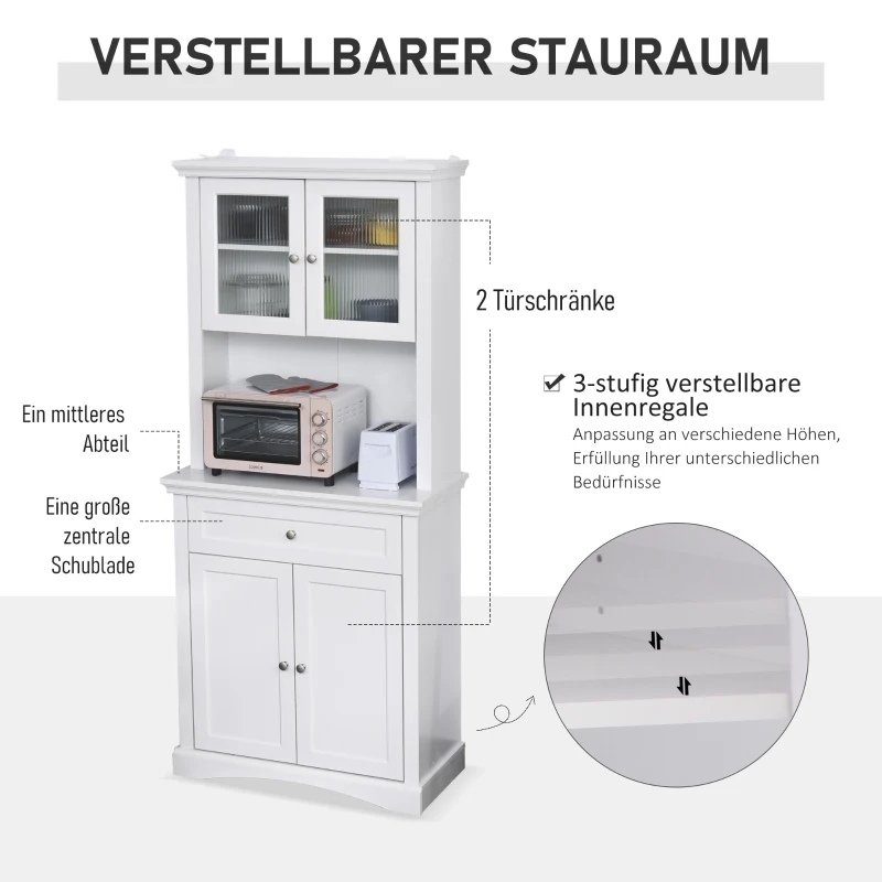 HOMCOM keukenkast met lade hoge kast