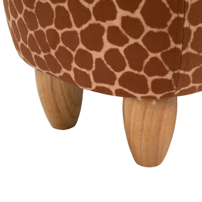 HOMCOM Dierenkruk decoratieve kruk gestoffeerde kruk met dierenmotief giraffe ottoman