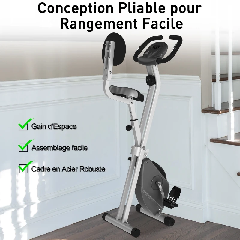 HOMCOM Hometrainer fietstrainer met 8 niveaus van magnetische weerstand staal zwart