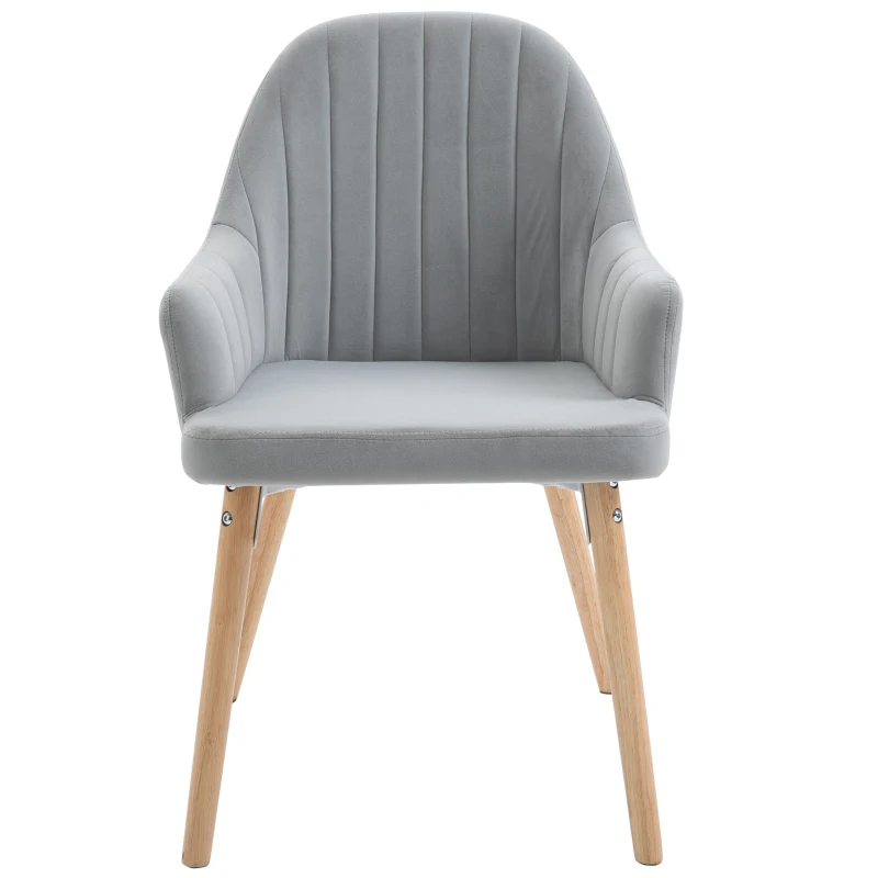 HOMCOM eetkamerstoelen set van 2 keukenstoelen lichtgrijs