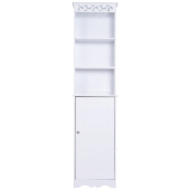 HOMCOM Badkamerkast linnenkast vrijstaande stelling opbergruimte 6 vakken MDF