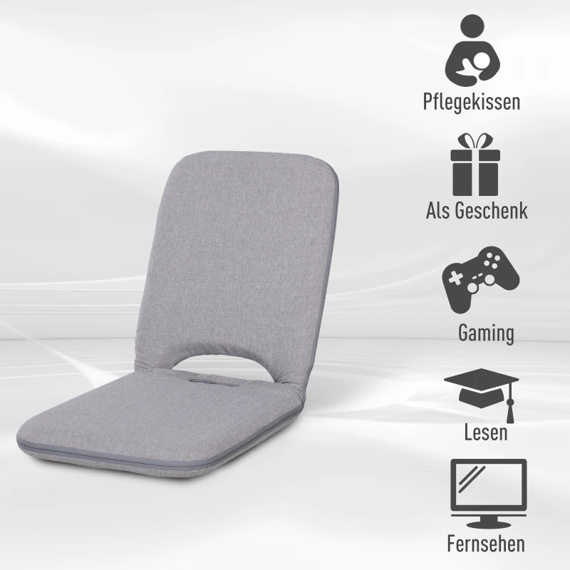 HOMCOM Vloerstoel relaxstoel klapstoel zitzak verstelbare rugleuning linnen grijs