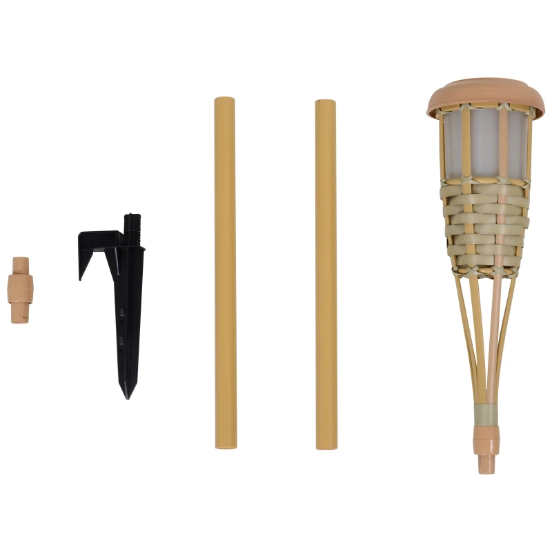 Outsunny® zonneverlichting tuinlamp set van 2 lamp vlam 36 leds waterdicht ABS Ø12 x 116 cm | Aosom.nl