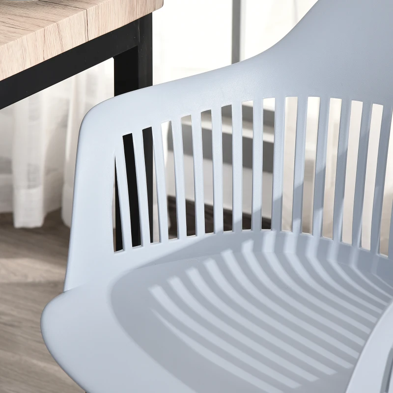 HOMCOM eetkamerstoelen, set van 2, keukenstoel, kunststof, staal, grijs, 58 x 53 x 81,5 cm