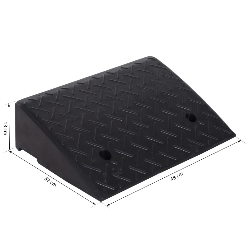HOMCOM oprijplaat, oprijplaten, 2 stuks rubberen oprit, drempeloprijplaat, oprijhulp voor auto's, rubber 48 x 32 x 13 cm oprijplaat oprijplaten oprit rubber oprijplaat auto | Aosom.de
