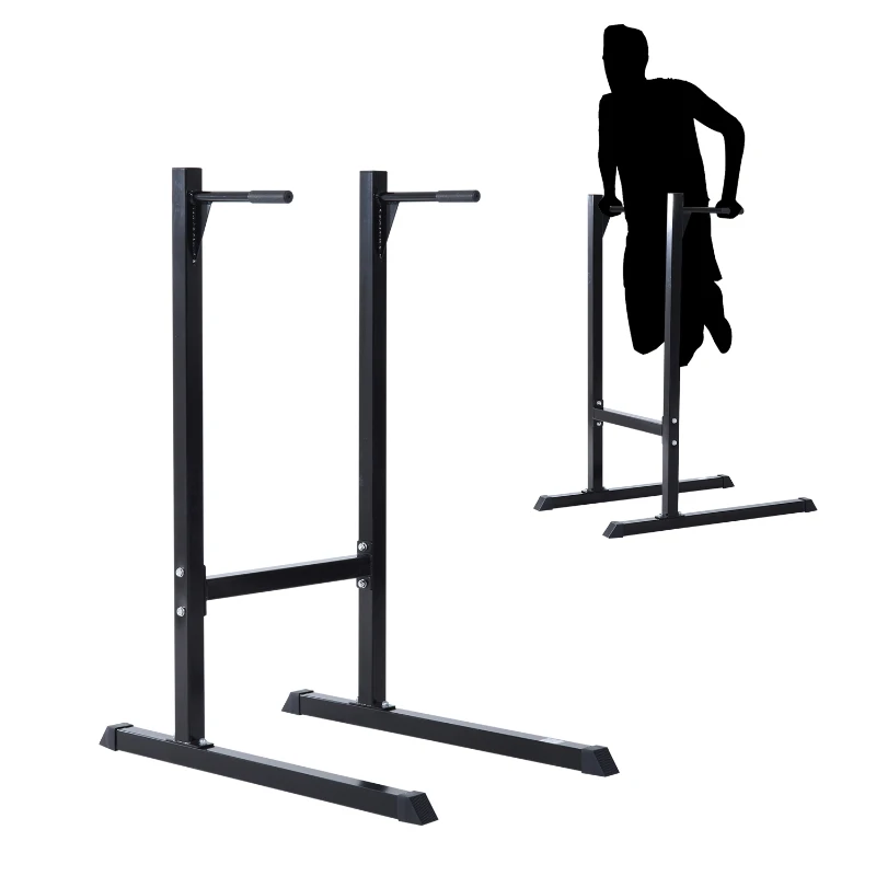 HOMCOM dipstation dip staander dipper stangen buiktrainer rugtrainer, staal, zwart, 100 x 65 x 135 cm
