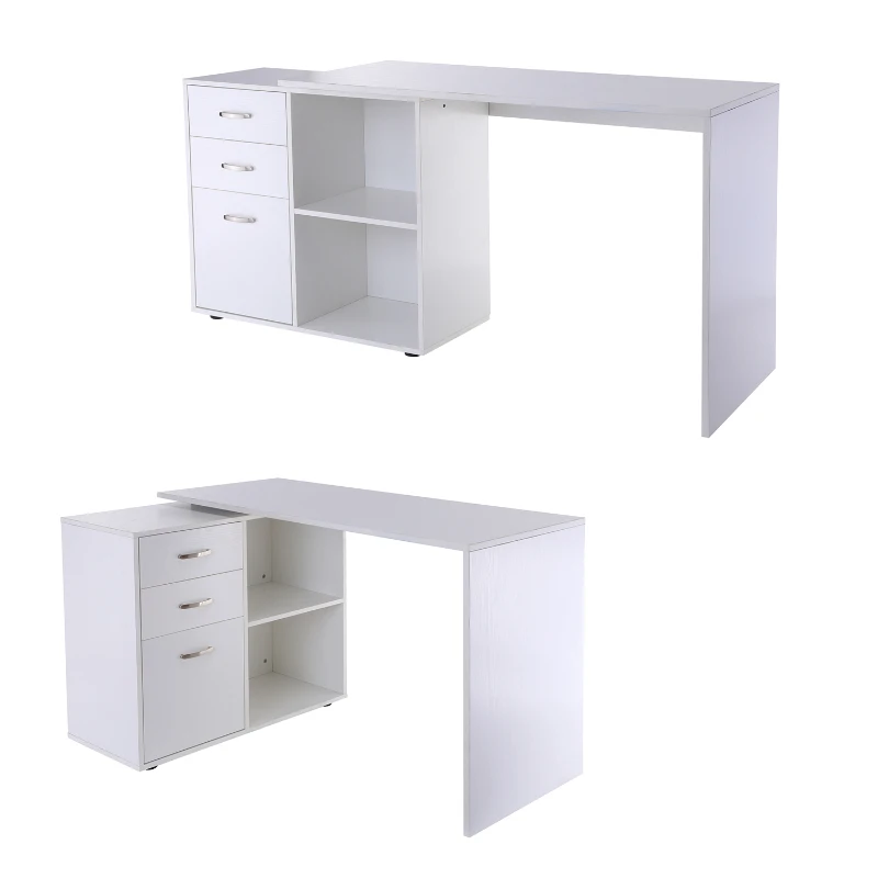 HOMCOM Hoekschrijftafel computertafel bureau hoekbureau wit