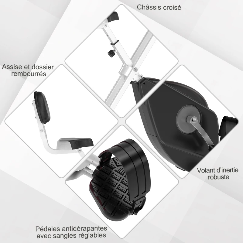 HOMCOM Hometrainer fietstrainer met 8 niveaus van magnetische weerstand staal zwart