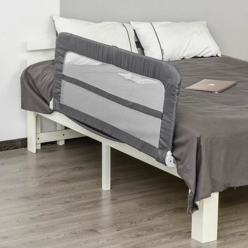 bedhek 150 cm bedrail uitvalbeveiliging voor peuters, inklapbaar grijs
