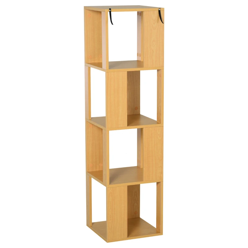 Boekenrek decoratieve plank met 4 niveaus vrijstaande stelling voor presentatie van natuurlijke spaanplaat