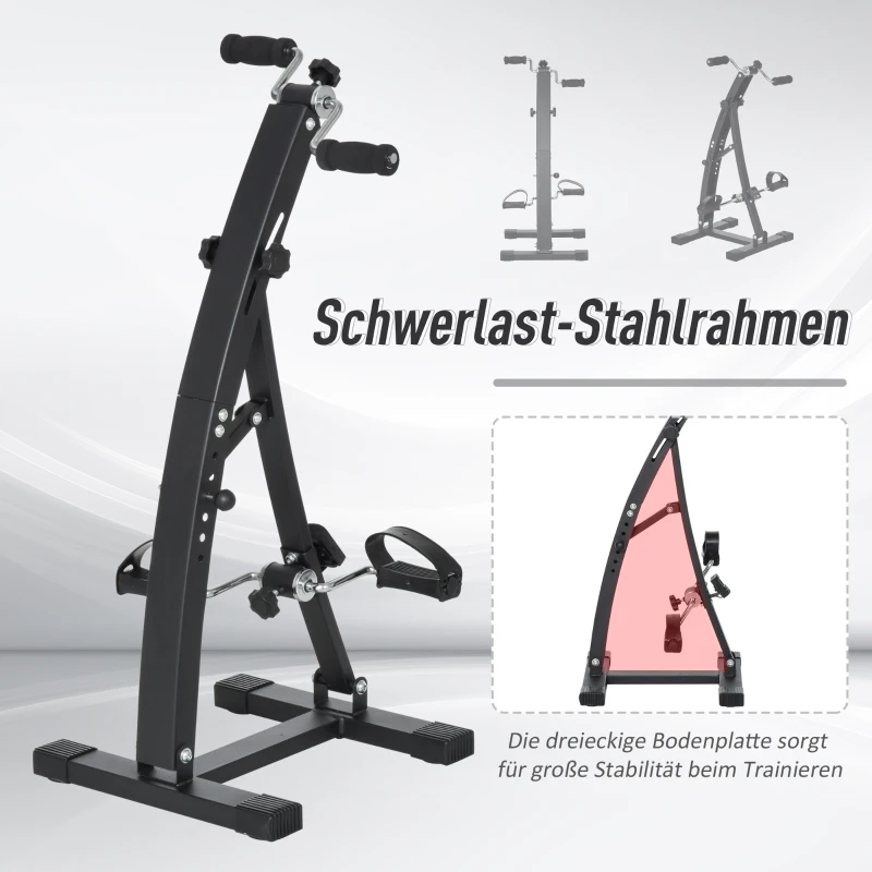 HOMCOM Hometrainer voor senioren bewegingstrainer pedaaltrainer armen en benen staal wit
