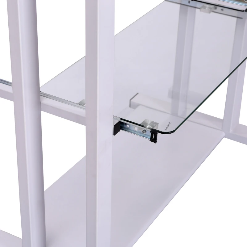 HOMCOM Rolbaar bureau computertafel bureau werktafel met glazen aflegvlak wit