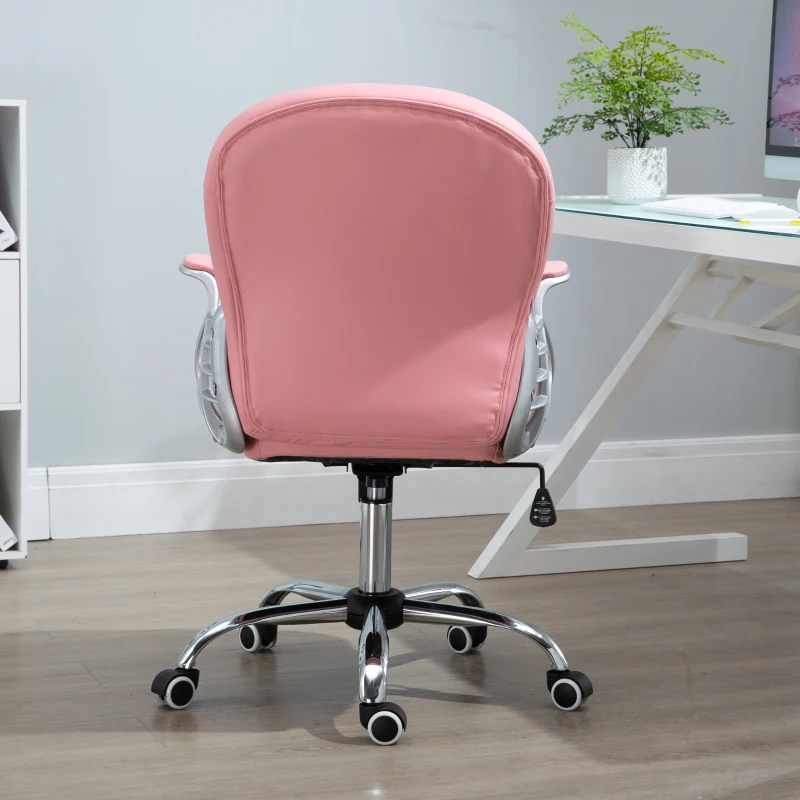 Vinsetto Luxe Roze Ergonomische Kantoorstoel met Gestoffeerde Rugleuning en Zitvlak