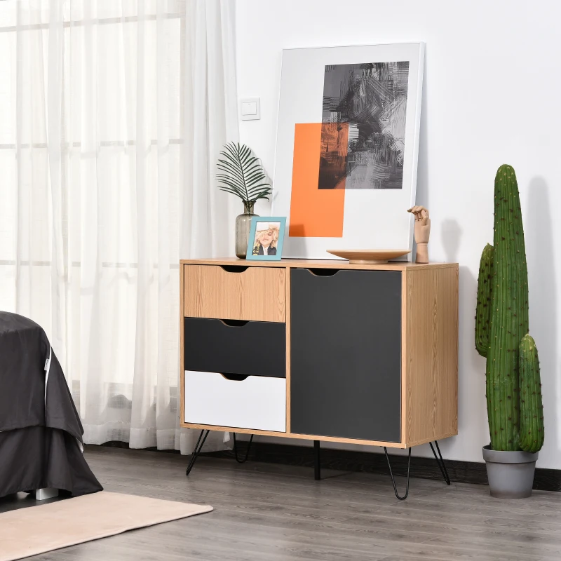 Dressoir ladekast bijzetkast in Scandinavisch design veel opbergruimte naturel