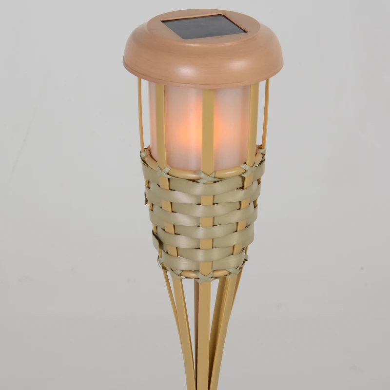 Outsunny® zonneverlichting tuinlamp set van 2 lamp vlam 36 leds waterdicht ABS Ø12 x 116 cm | Aosom.nl