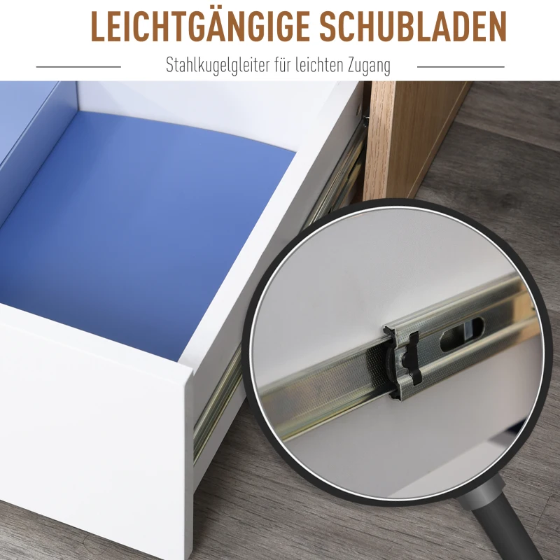 HOMCOM Kantoorcontainer met 3 schuiflades archiefkast kantoorkast E1 spaanplaat wit + naturel