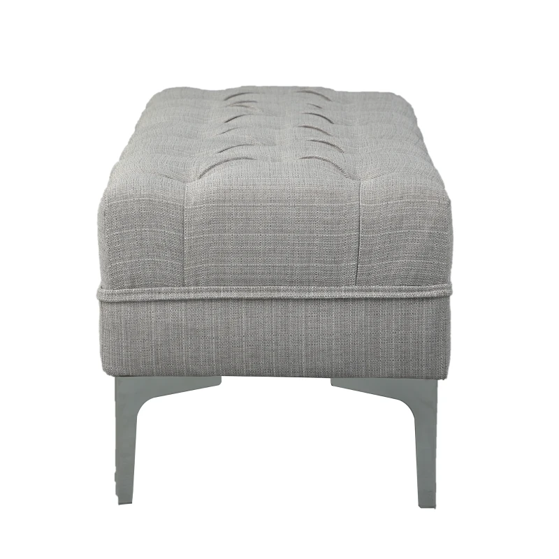 HOMCOM® gepolsterde bank bank retro linnen metalen poten zitbank lounge retro, linnen + metaal, grijs, 108 lx44 bx44 h cm