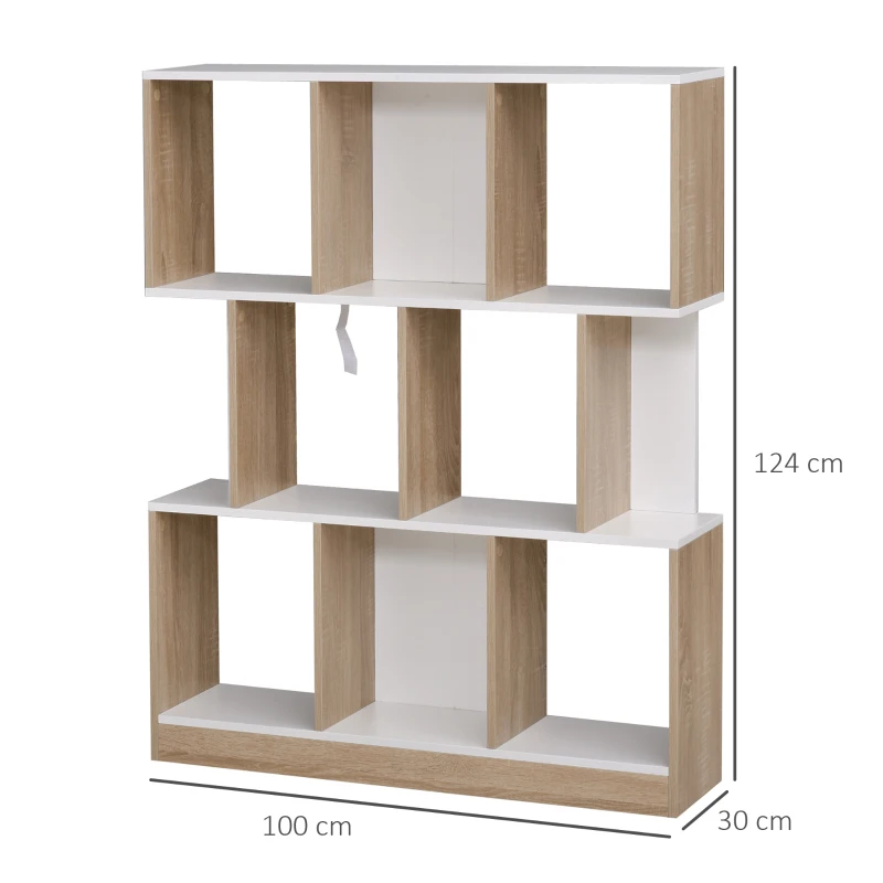 HOMCOM Boekenplank vrijstaande stelling kantoorplank archiefplank voor kantoor woonkamer MDF naturel + wit