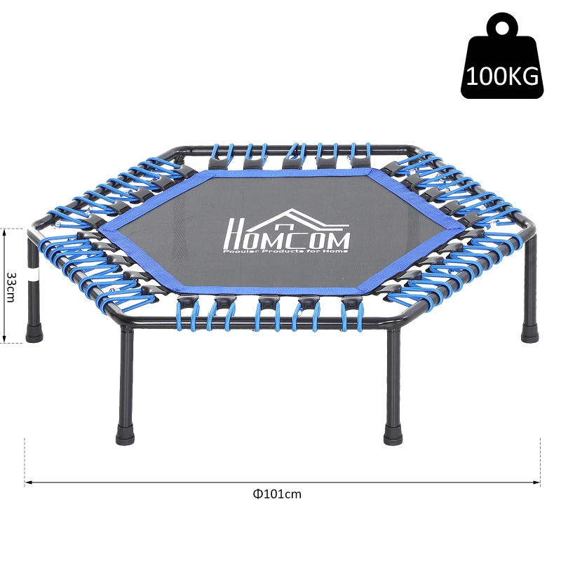 HOMCOM Fitnesstrampoline trampoline voor yoga tuintrampoline blauw 101x101x33cm
