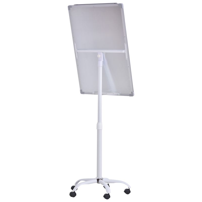 Vinsetto Magnetisch whiteboard op wielen in hoogte verstelbaar droog uitwisbaar pennenbakje