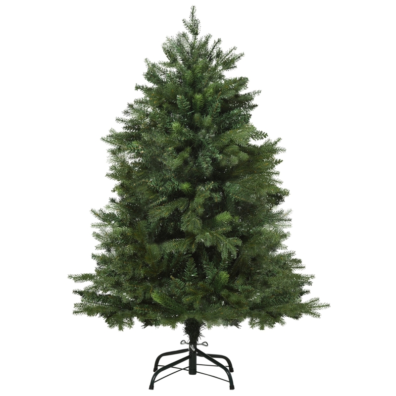 HOMCOM kunstkerstboom 1,2 m kerstboom dennenboom 839 takken metalen voet PVC