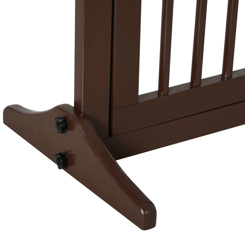 PawHut Hondendeur bewaking barricade veilig hondenrek vurenhout bruin