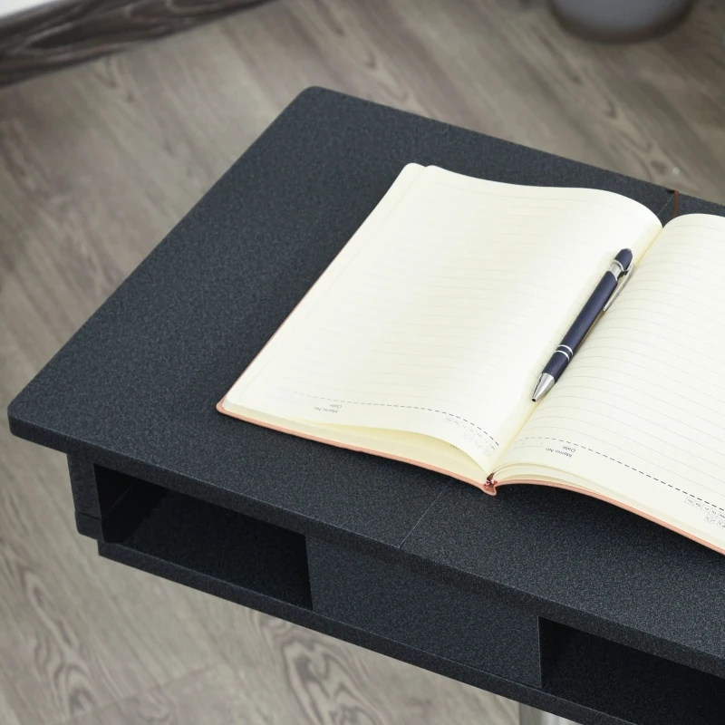 HOMCOM Laptoptafel laptopstandaard met wielen in hoogte verstelbaar inklapbaar staal zwart