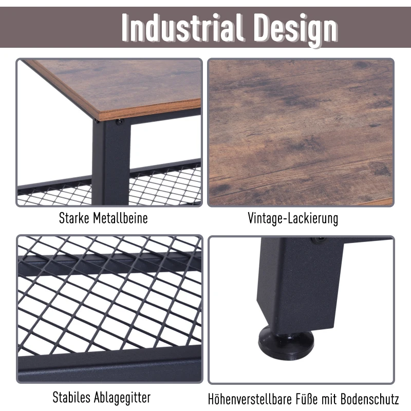 HOMCOM salontafel salontafel met opbergruimte bijzettafel voor woonkamer metalen frame retro