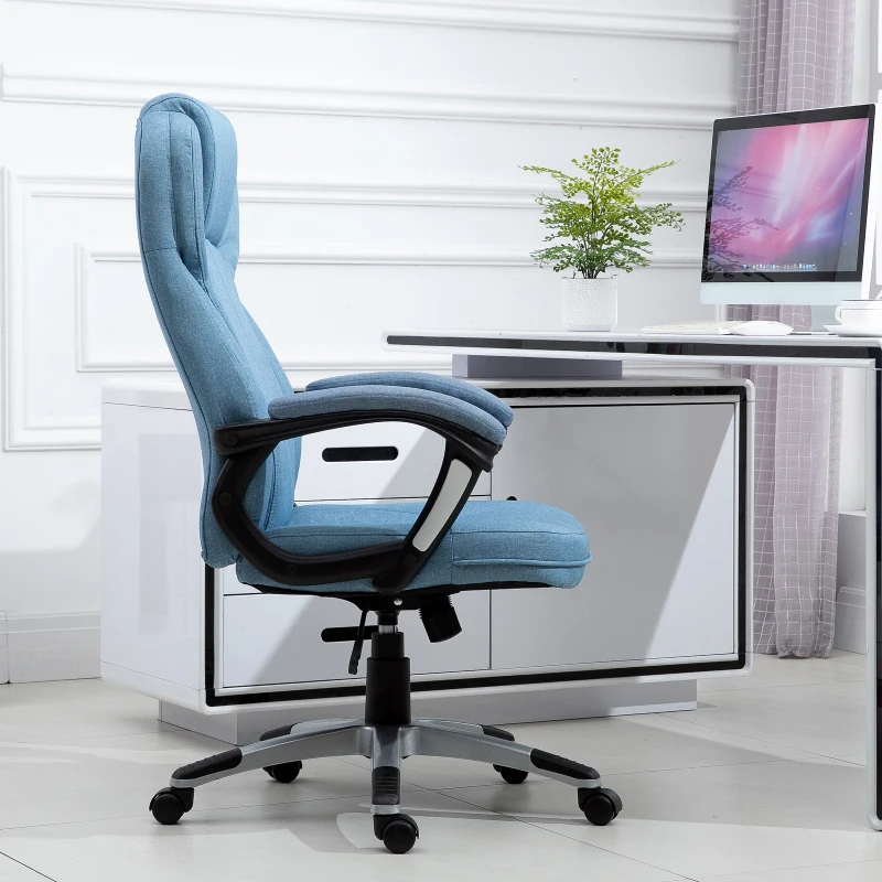 Vinsetto® kantoorstoel computerstoel draaistoel in hoogte verstelbaar kantelfunctie lichtblauw linnen 66 x 75 x 110–120 cm | Aosom.de