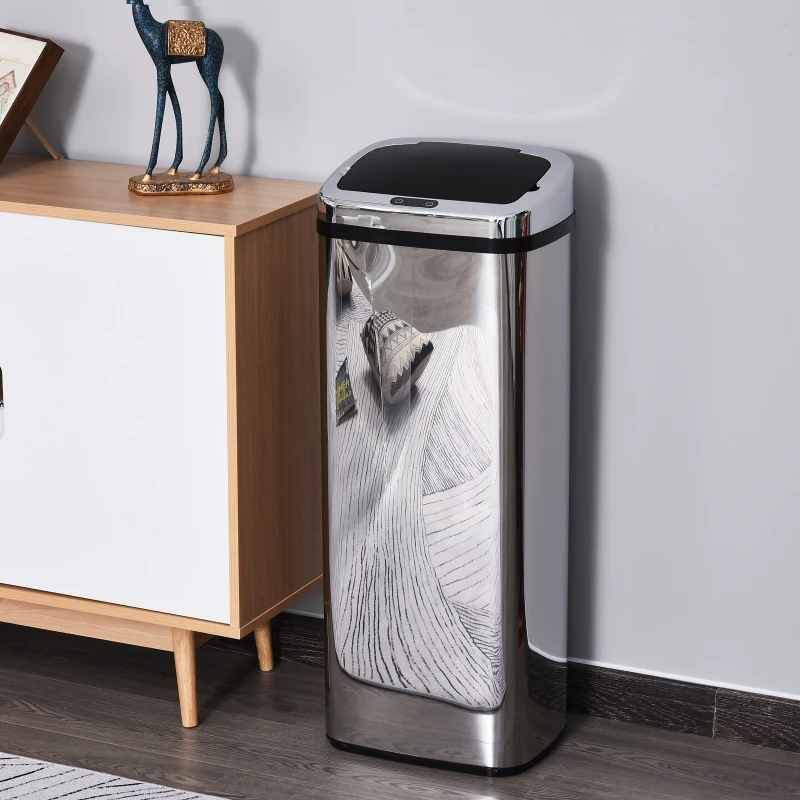 HOMCOM vuilnisemmer rvs automatische sensor 50 l vierkant zonder binnenemmer 50 l/vierkant afvalemmer IR met/zonder rond 30 l / 50 l (50 l/vierkant)