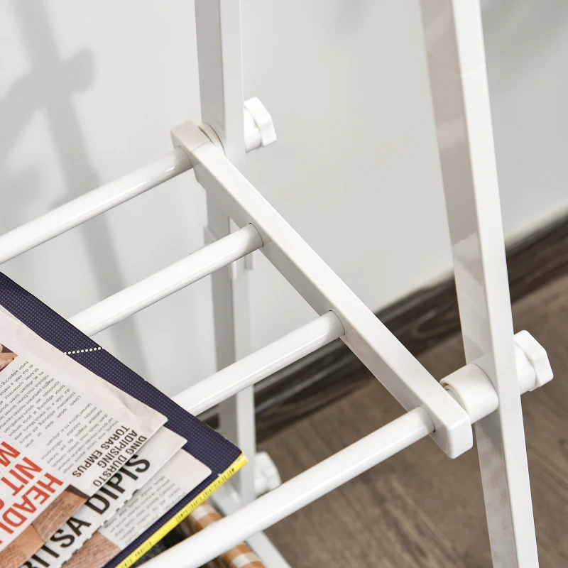 HOMCOM Kledingrek met schoenenrek kledingstang garderobestandaard staal wit