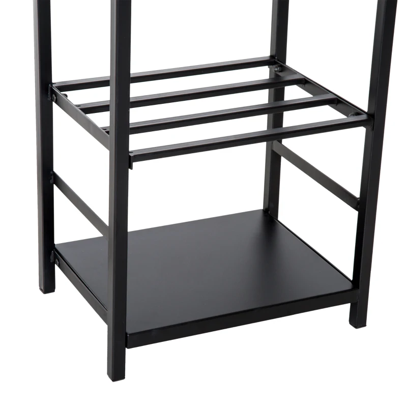 Outsunny Brandhoutstandaard houtgereedschap brandhoutrek brandhoutopslag 2 lagen zwart