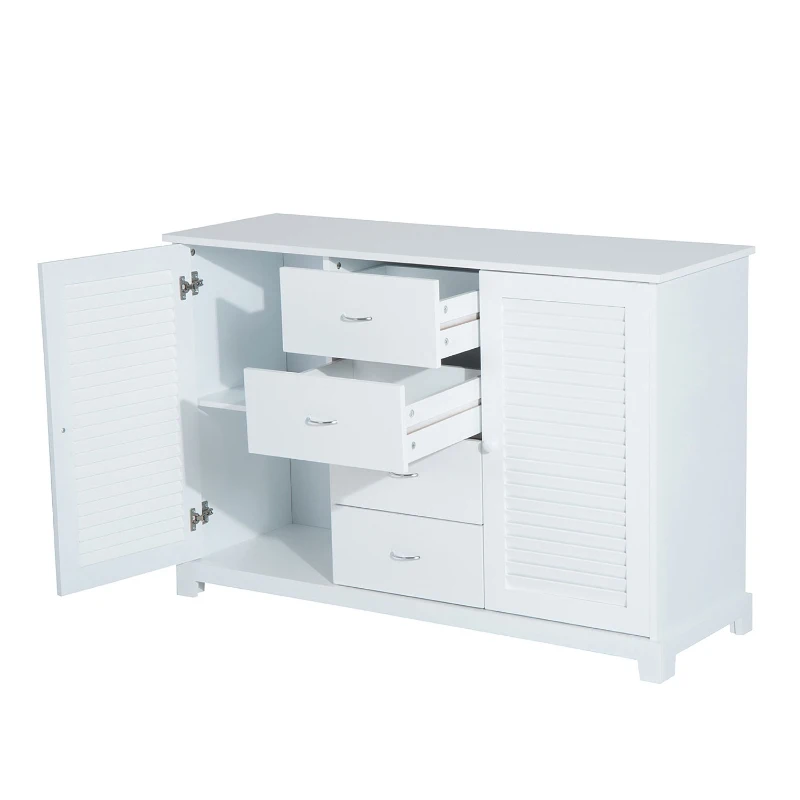 HOMCOM dressoir kast halkast badkamerkast ladekast louvredeur wit 120x40x80 cm