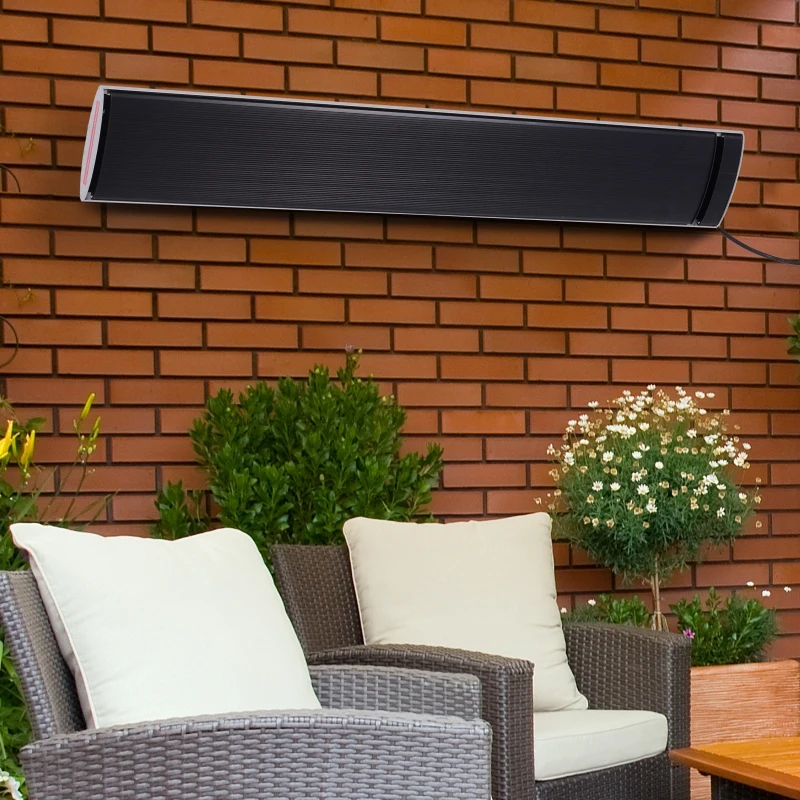 Outsunny Buitenverwarming 2400 W straalkachel kachel wandmontage tuinterras alu