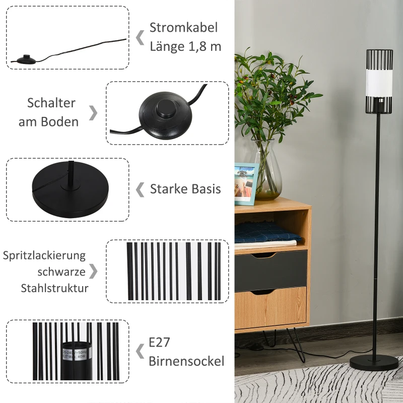 Staande lamp voor woonkamer vloerlamp stalamp metaal zwart 23 x 23 x 147,5 cm