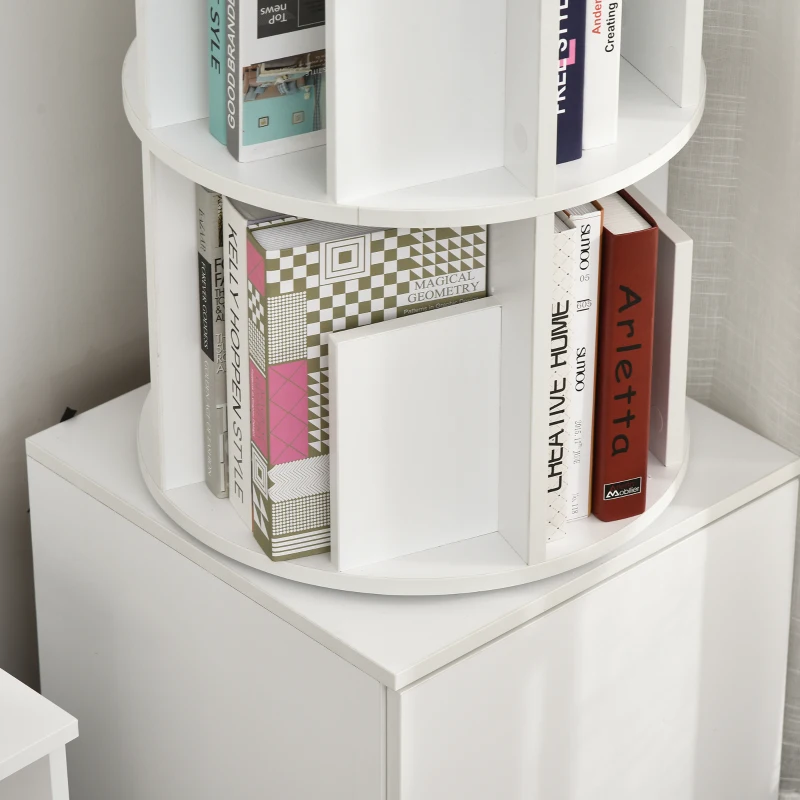 Boekenrek 2-in-1 vrijstaande stelling roterend rek 360 ° draaibaar verwijderbaar wit