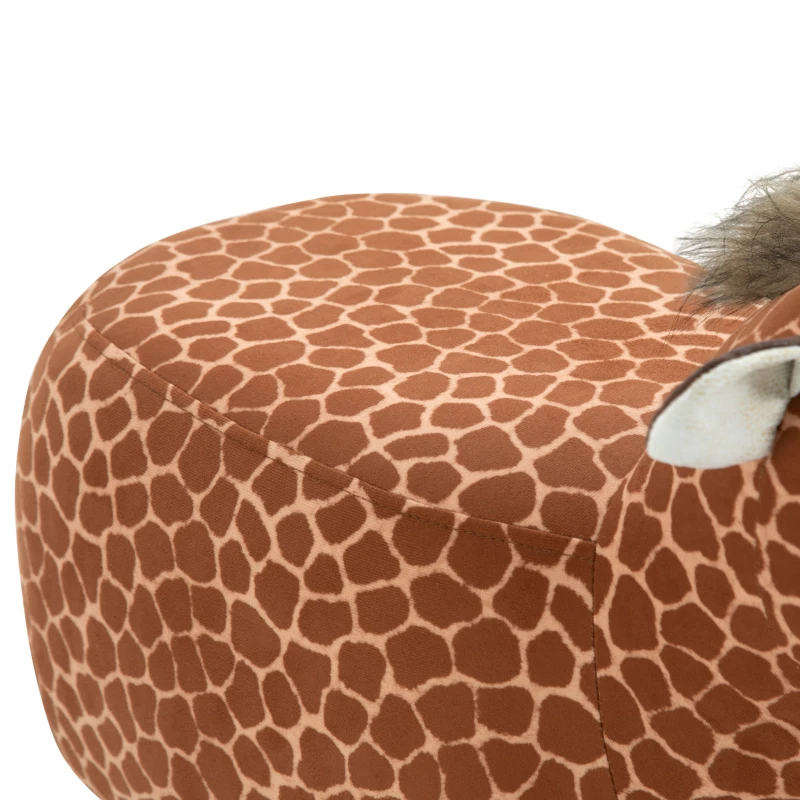 HOMCOM Dierenkruk decoratieve kruk gestoffeerde kruk met dierenmotief giraffe ottoman