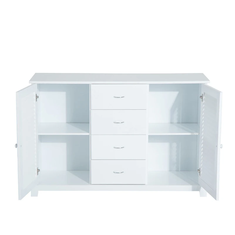 HOMCOM dressoir kast halkast badkamerkast ladekast louvredeur wit 120x40x80 cm