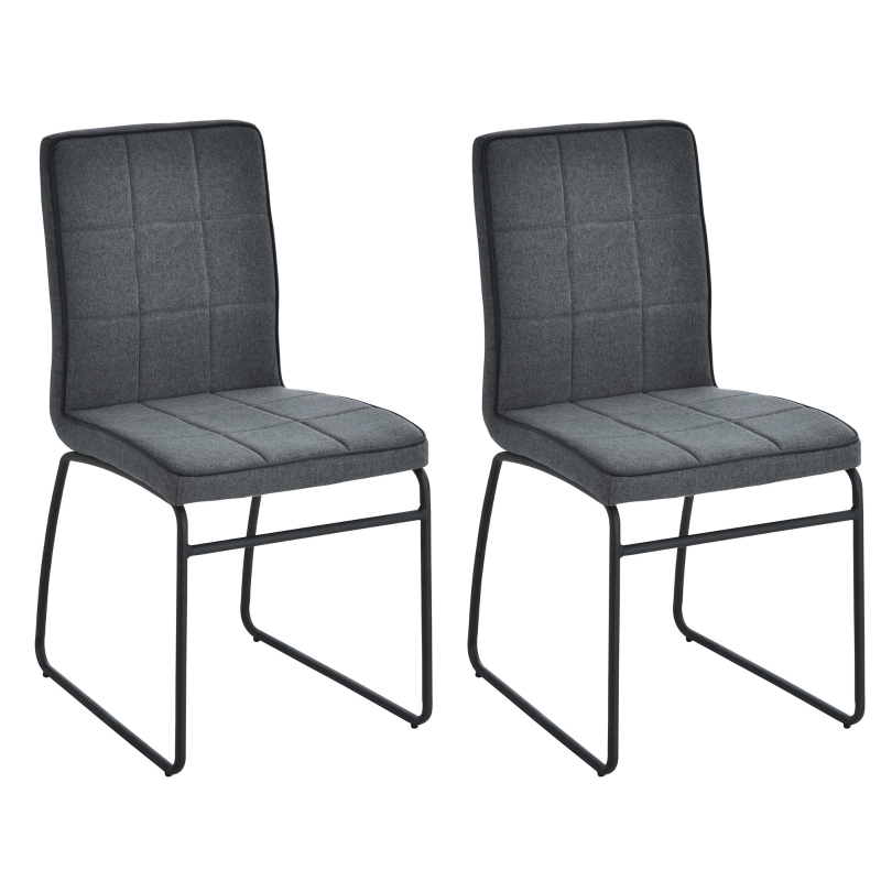 Eetkamerstoelen met rugleuning, set van 2 gestoffeerde stoelen, keukenstoel, linnen