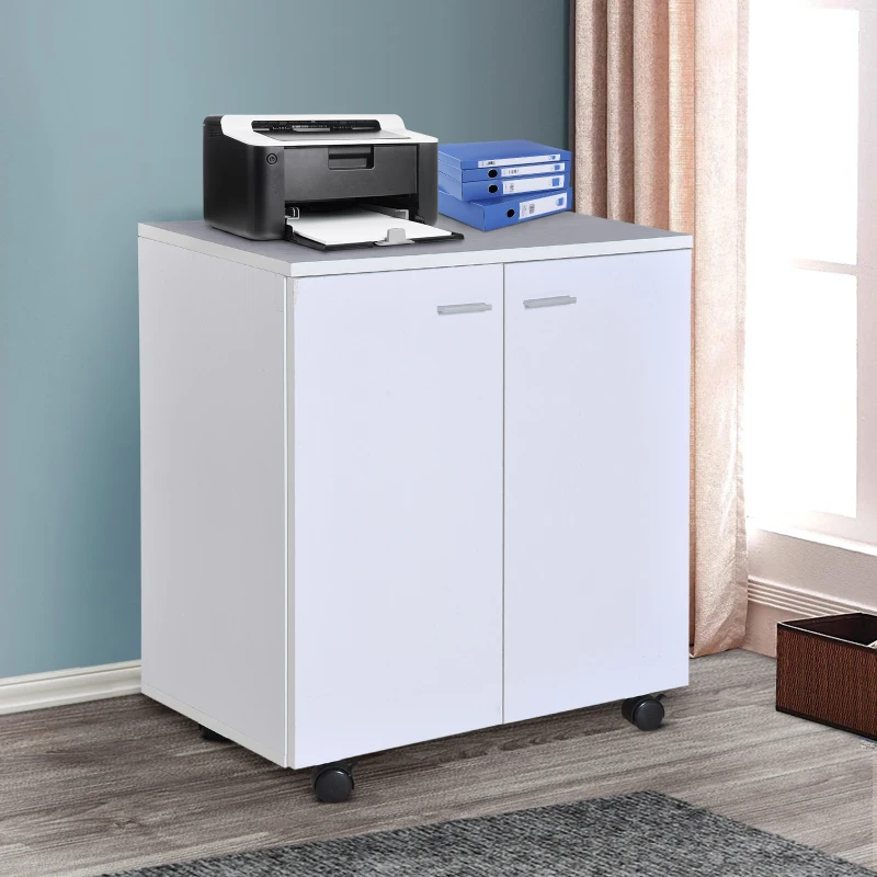 HOMCOM kast ladekast met wielen multifunctionele trolley wit