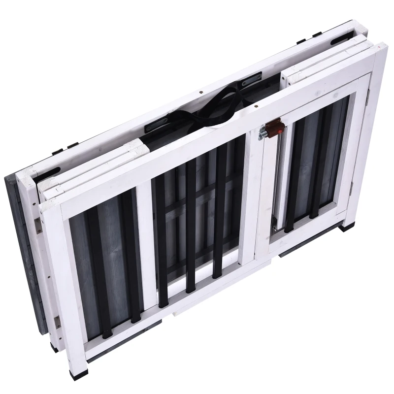 PawHut Hondenhok inklapbare hondenkooi hondenhok met raam huisdier massief hout grijs