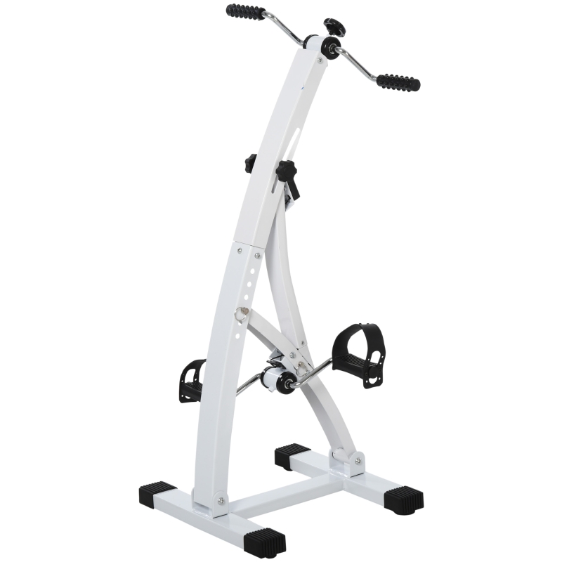 HOMCOM Hometrainer voor senioren bewegingstrainer pedaaltrainer armen en benen staal wit