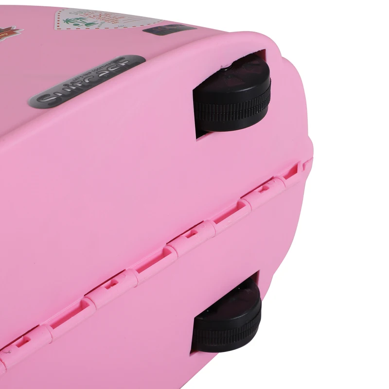 Kinderkoffer motorfiets kinderbagage handbagage met riem om te zitten wielen roze